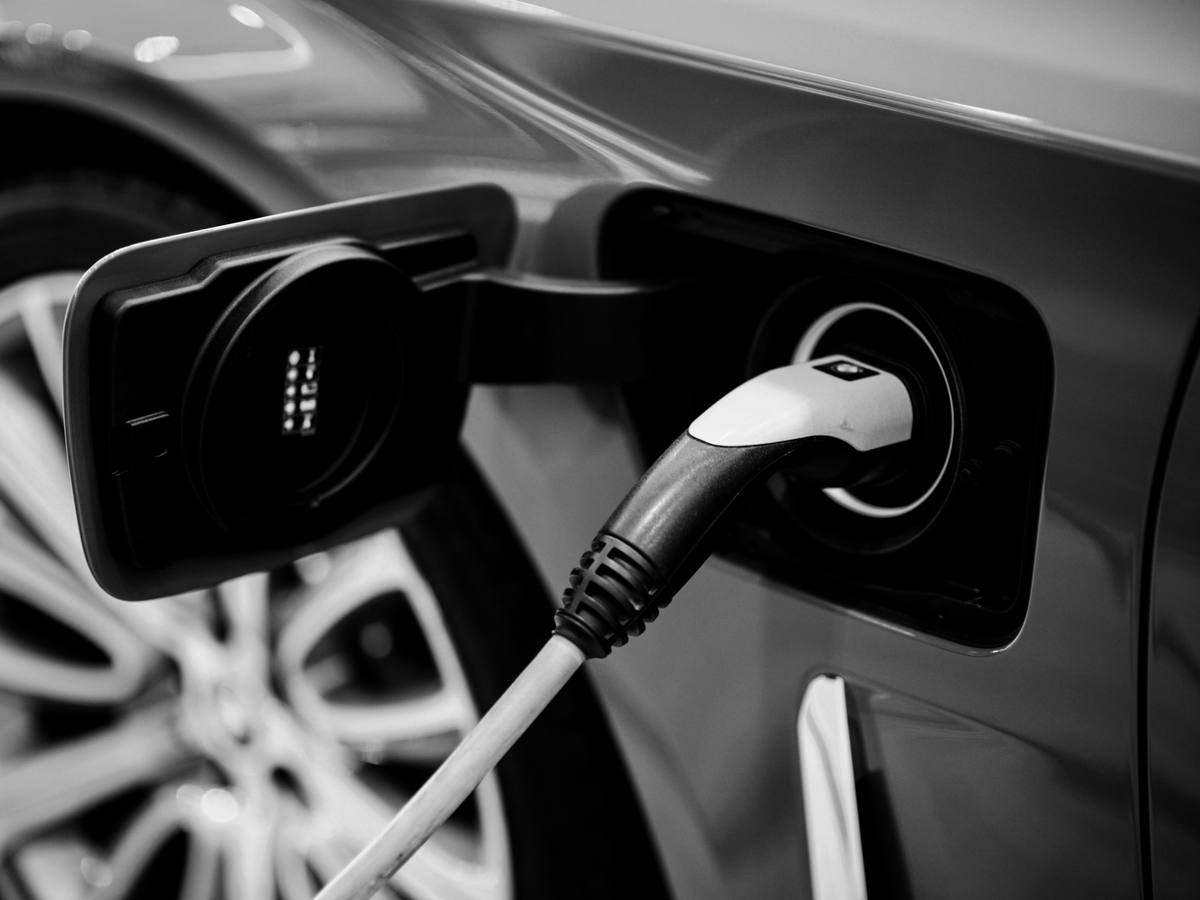An electric vehicle charging from a home EV charge point